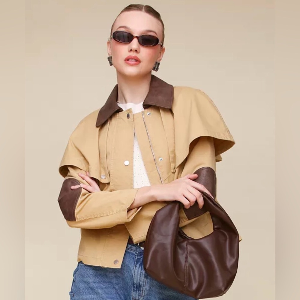Avec Les Filles Women's Cropped Cape Trench Coat NEW With Tags Size XSmall - Picture 5 of 10